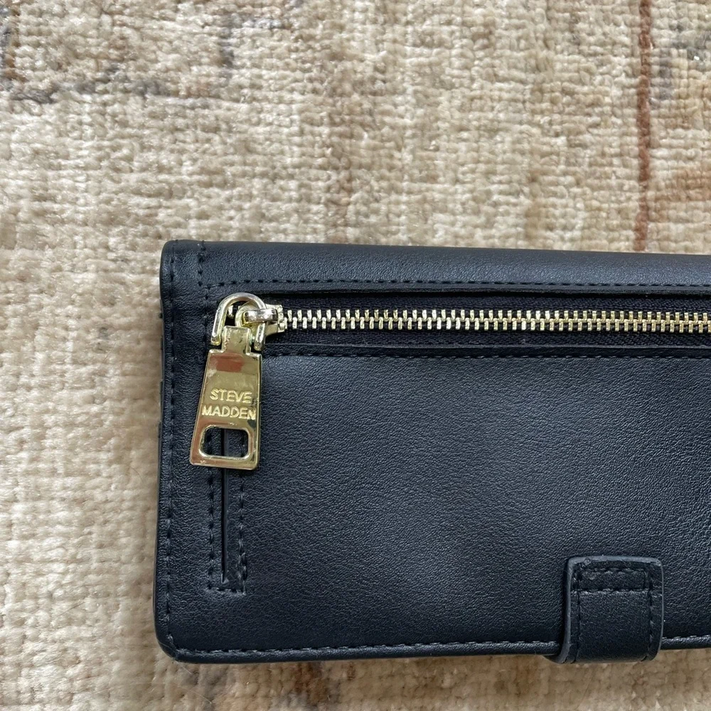 Steve Madden Black Clutch Wallet with Gold Accent - Picture 7 of 9